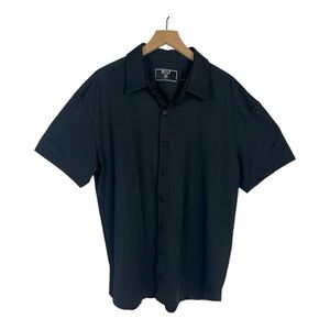 BYLT Sz XXL Button Shirt Black Premium Basics Executive Fit Short Sleeve Stretch
